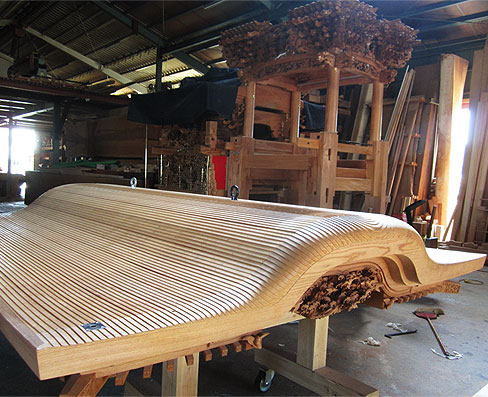 屋根の削り仕上げ