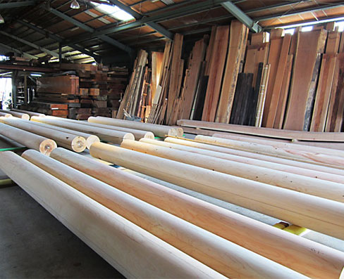 丸柱墨付け作業