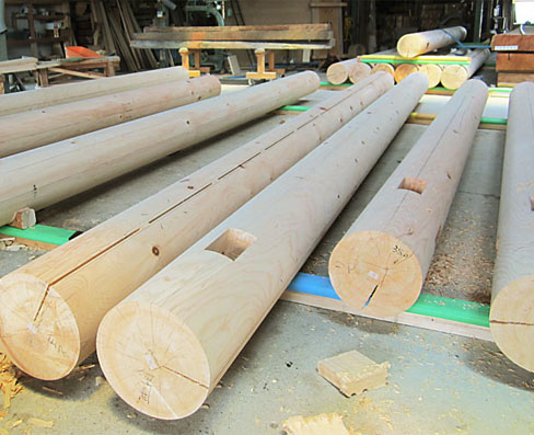 丸柱キザミ加工