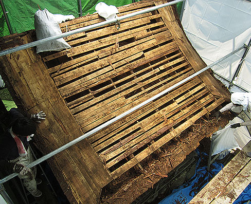 菅原社素屋根仮設工事